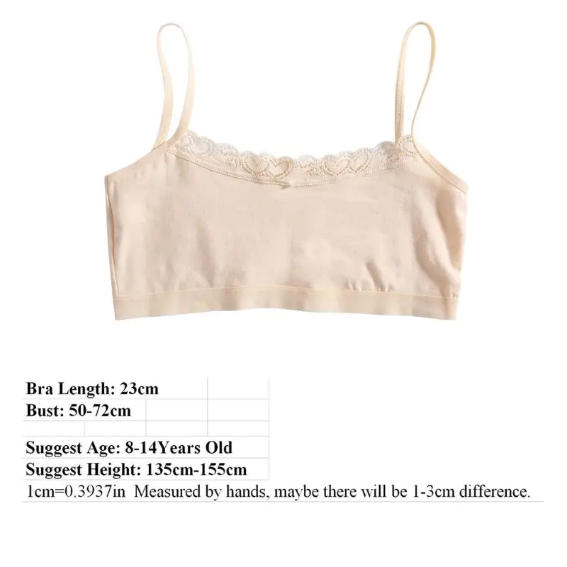 Girls Thin Strap Solid Color Underwear Top Student Girl Underwear Summer Vest-style Small Sling Bra Teens Training New Dropship