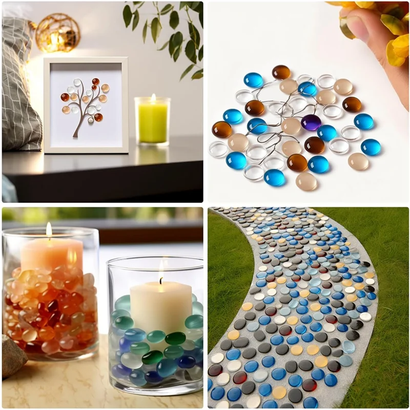 Mini Glass Gems, Mixed Colour Mancala Stones Flat Bottom Marble Beads For Home Decorative Art Craft Vase Filler Multicolor