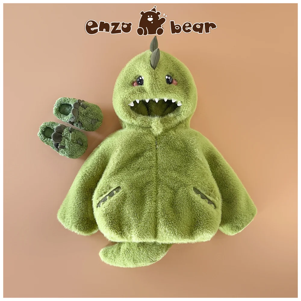 

Children's High-End Jacket Kids Clothes Thick Small Dinosaur Fur Child Floral Spring Design Winter Coat Boy Girl