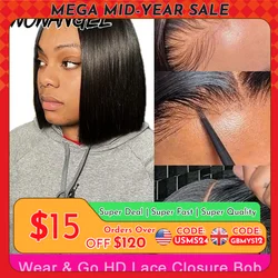 Wow Angel Straight Short Bob 5x5 HD Lace Closure Wig Ready to Go Glueless Human Hair Wigs Undetectable PrePlucked Wigs for Woman
