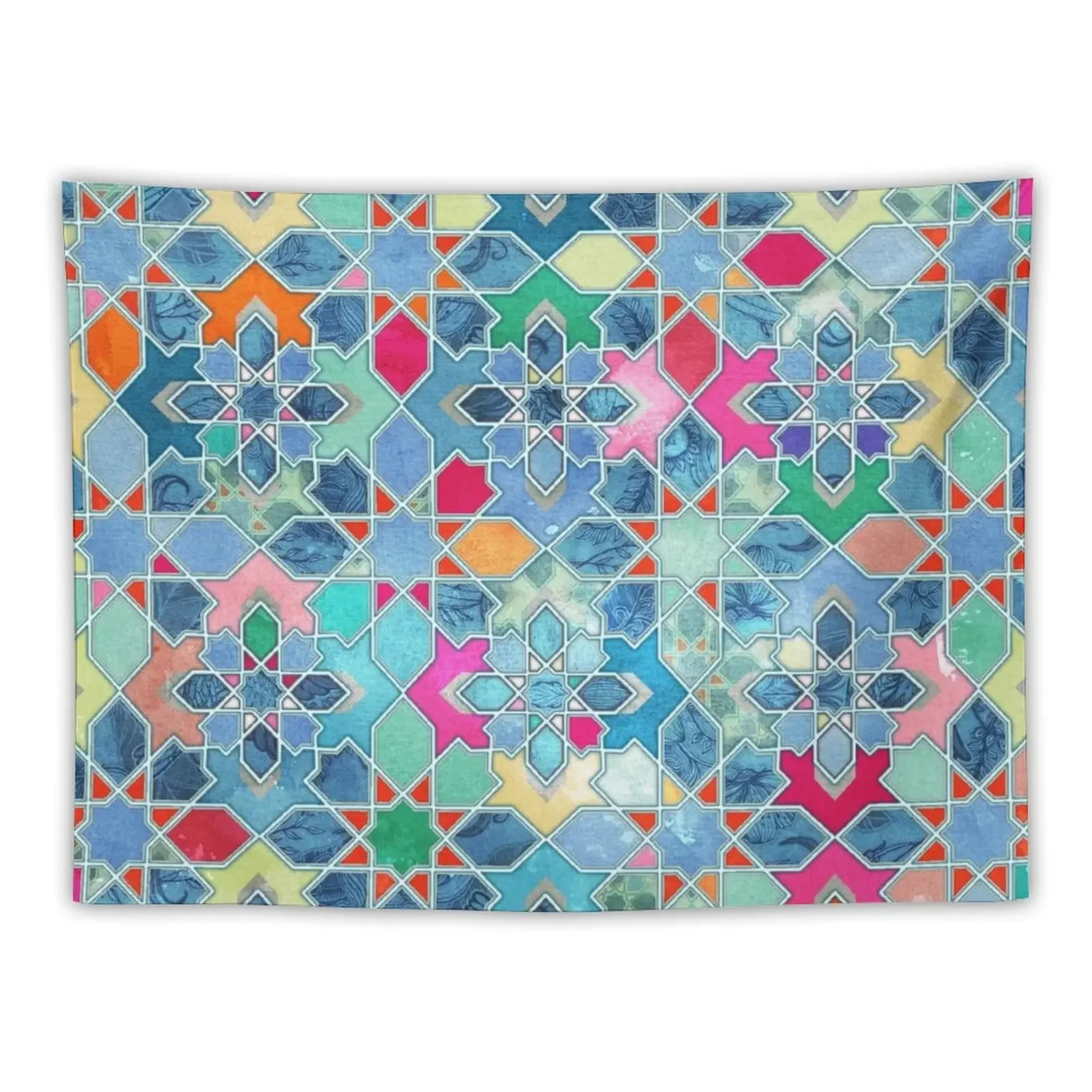 

Pretty Pastel Moroccan Tile Mosaic Pattern Tapestry Decorations For Your Bedroom Room Design Cute Decor Custom Tapestry