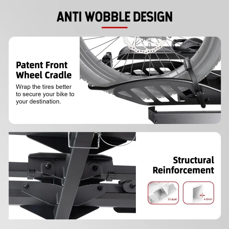 Hitch 2-Bike Rack with Ramp Mate R, 200 lbs Capacity E-Bike Carrier for Cars Trucks SUVs Minivans RV, Trailer Foldable Platform