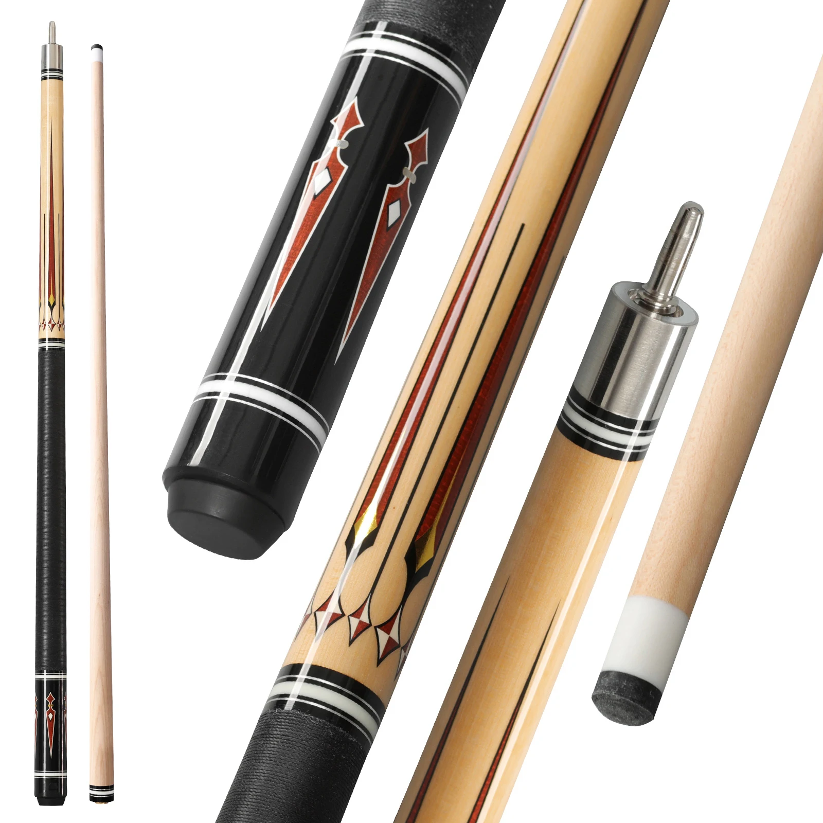 McDermott Maple Billiard Cue 58 inch Professional Adult Cue with Irish Linen Wrap, 12.5mm Tip and Uni-Loc Joint Professional Tapered Cue for Beginners & League Players