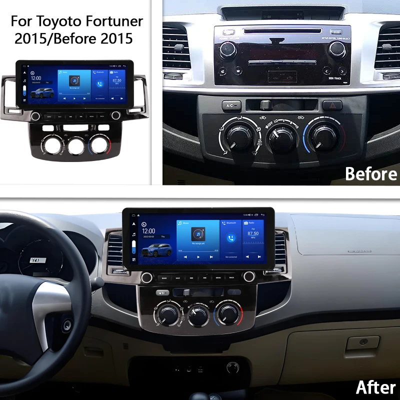 12.3 Inch For Toyoto Fortuner 2015/Before 2015 Android14 Octa Core 8G+256G Car Multimedia Player Stereo Receiver Radio 2400*896