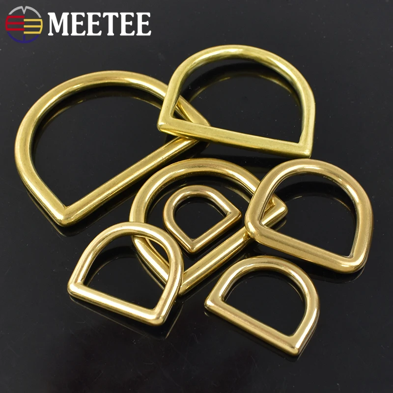 

2/5Pcs 13-44mm Solid Brass D Rings Buckles for Bag Strap Belt Purses Webbing Dog Collar Dee Ring Leather Craft DIY Accessories