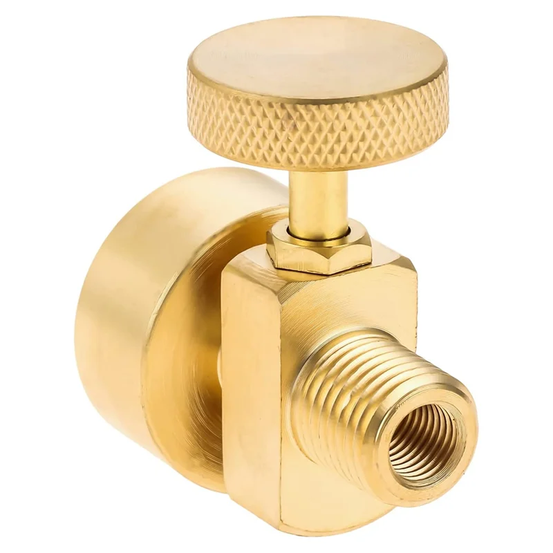 Brass 1LB Propane Gas Disposal Cylinder Bottle Adapter Valve +1/4 Inch NPT Male & M8X1 Female Thread Fire Pit Stove BBQ