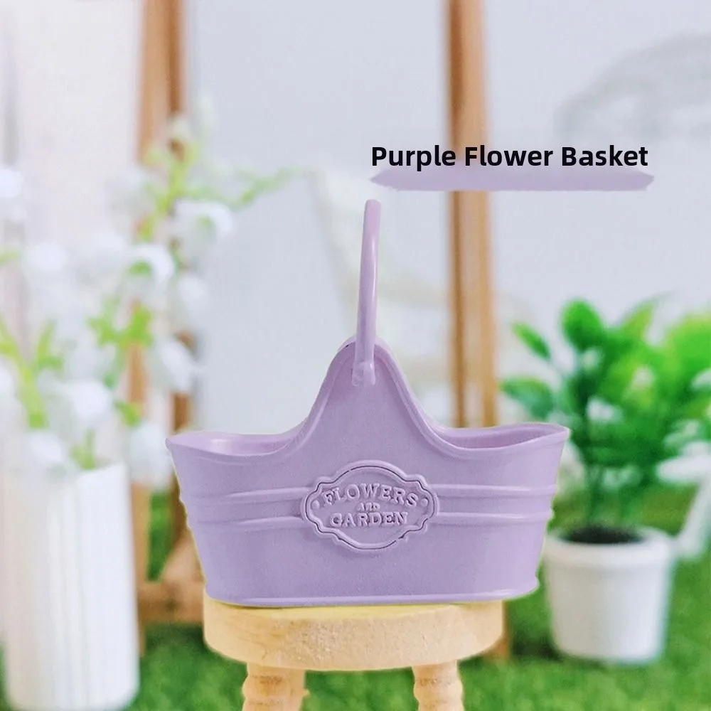 New Metal 1:12 Dollhouse Basket Multicolors Construction Props Shopping Basket 41*18*39mm Flower Bucket Basket