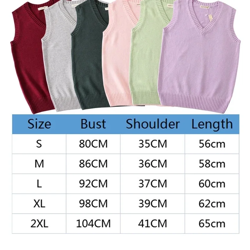 S 2XL Japan High School Classic Knit Vests Solid Color Seifuku Sleeveless Pullover Women Sweaters for JK Uniform Student Clothes