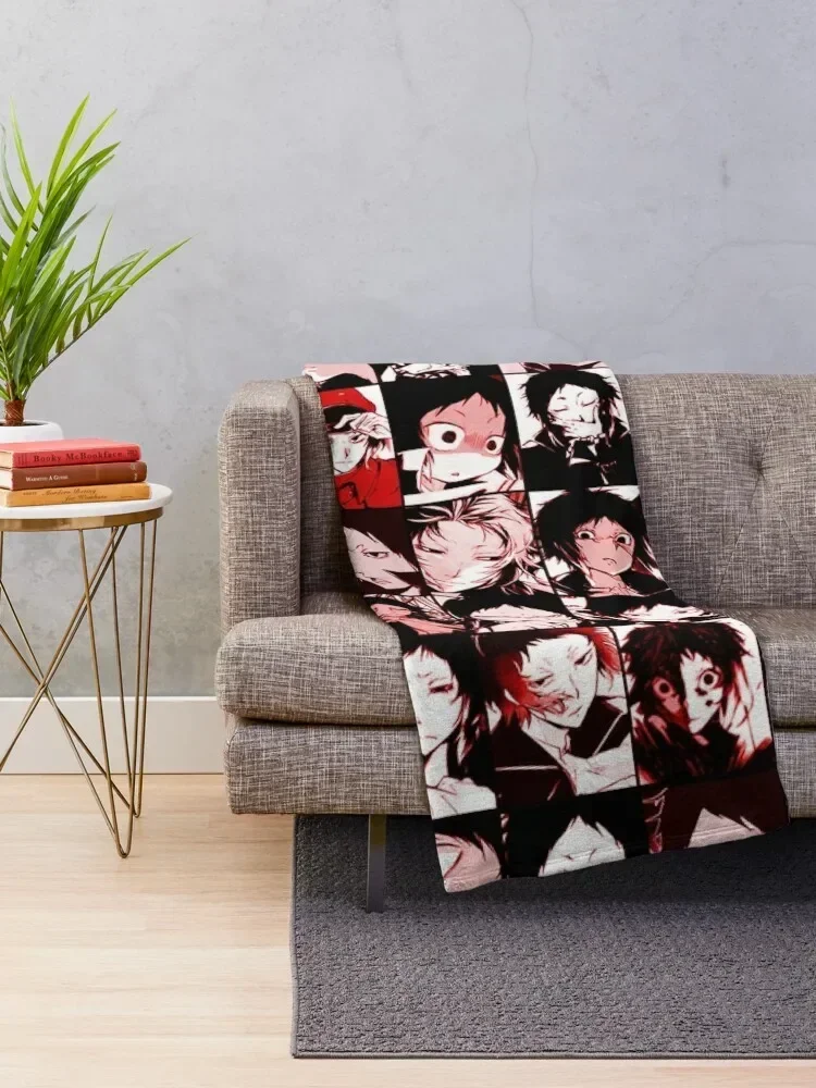 Akutagawa Ryunosuke- collage color version Throw Blanket Vintage cosplay anime Thermal Blankets