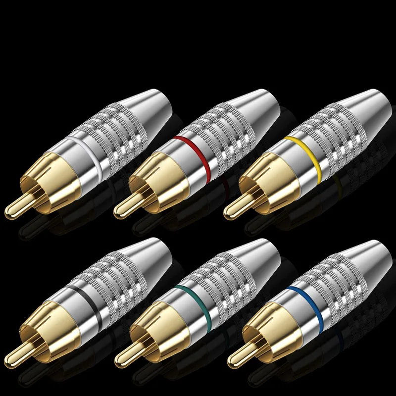 Gold Plated RCA Lotus Head Plug AV Audio Cable Speaker Amplifier Connector