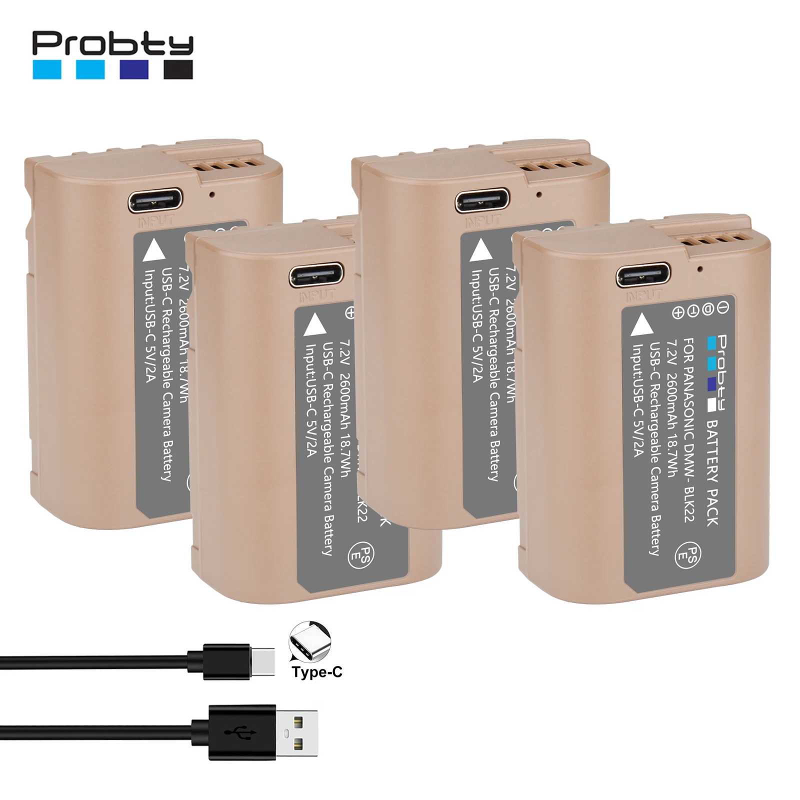 2600mAh DMW-BLK22 DMW BLK22 Lithium-Ion Battery With USB-C 