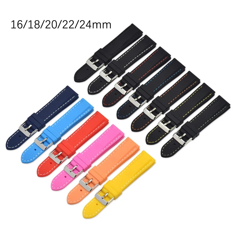 Silikon-Uhrenarmband 16mm 18mm 20mm 22mm 24mm Schnellverschluss Sport Wasserdicht Herren Damen Genähtes Ersatz-Uhrenband Armband