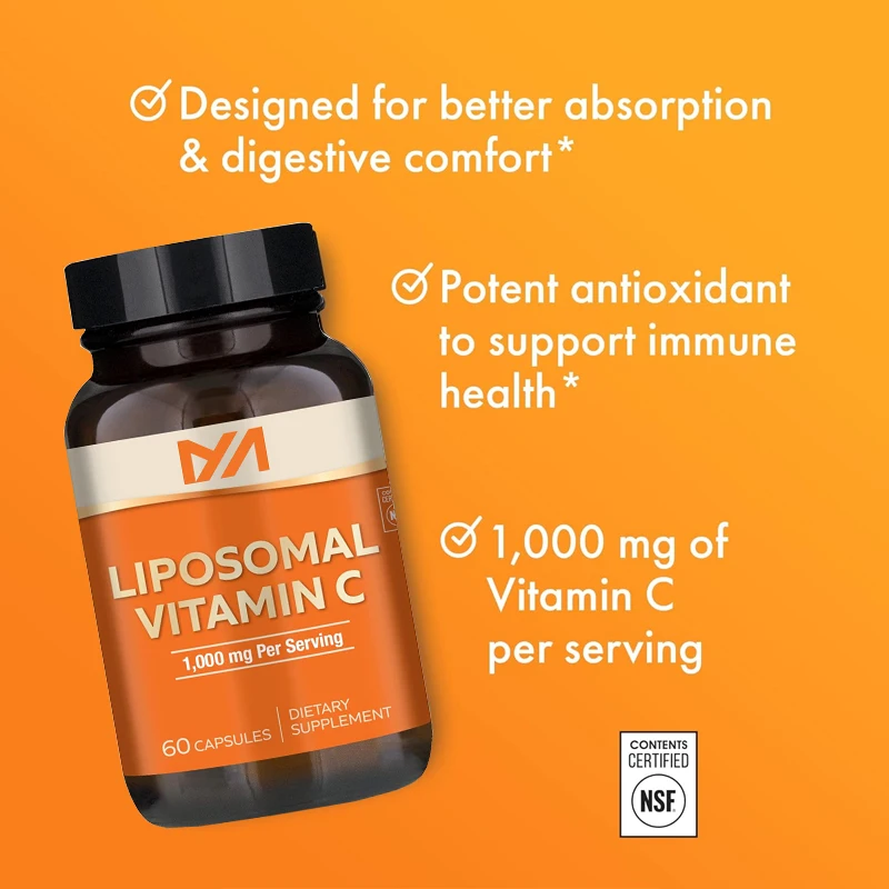 

Liposome vitamin C dietary supplement, 30 portions (60 capsules), non genetically modified, soy free, gluten free