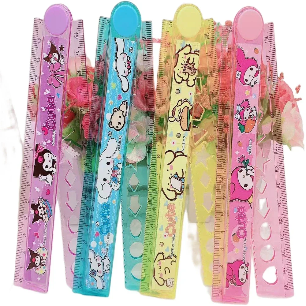 1PCS Sanrio Stationery Ruler  Hello Kitty My Melody Kuromi Anime Figures Pocket Measuring Ruler Kids Stationery School Supplies