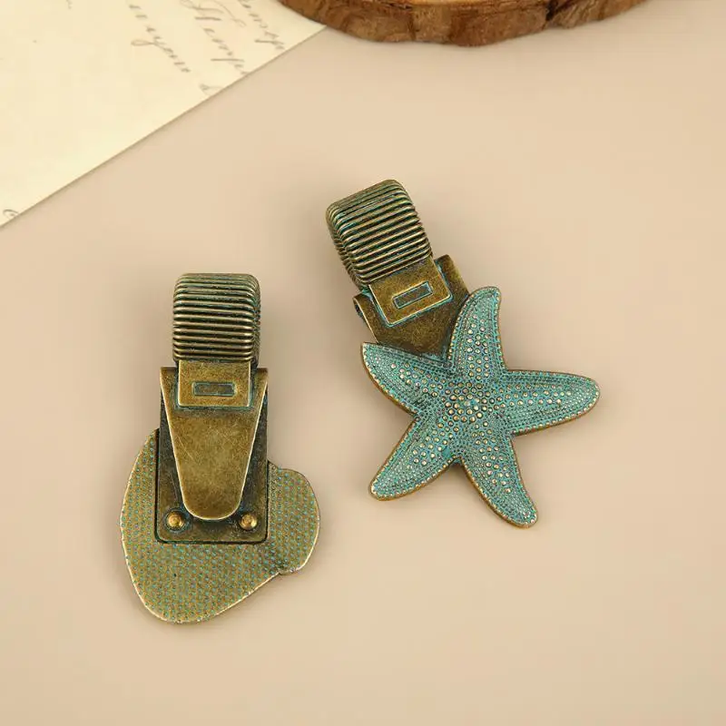 New New 1pc Vintage Ocean Turtle Metal Pen Clip Spring Loaded Pen Holder For Notebook Journal Office School Stationery