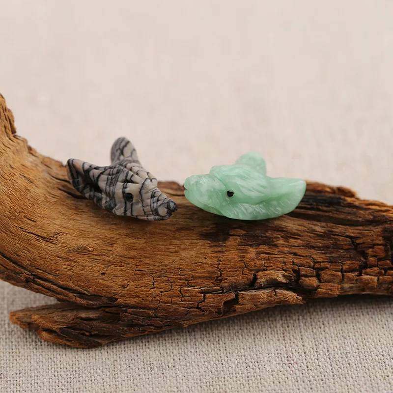 B&F Handmade Green Aventurine＆black-veined  Pendants, Genuine Natural stones beads, Unique Stones for jewelry & DIY Earring Bea