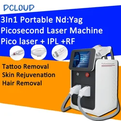 3In1 Portable Multifunctional Nd:Yag Picosecond Laser Machine Cooling Laser Hair Tattoo Removal Skin Rejuvenation Beauty Machine