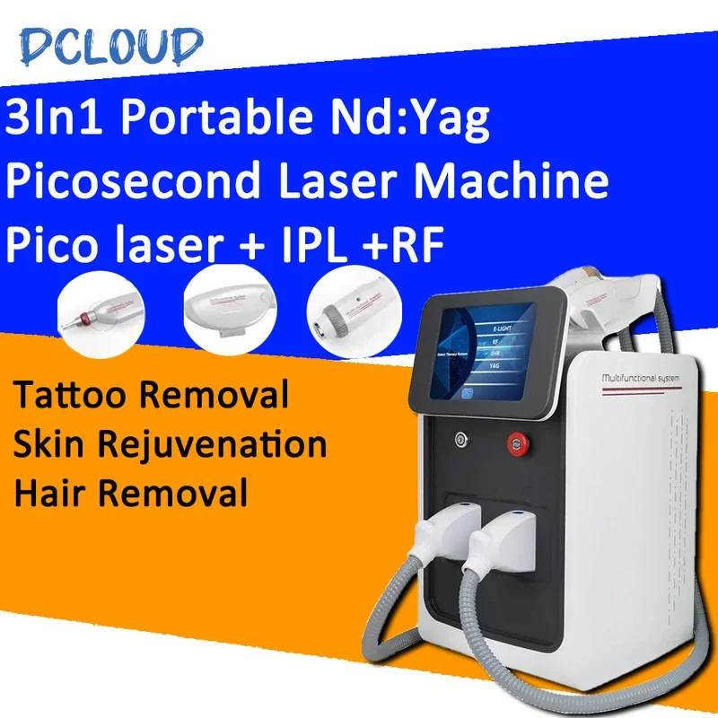 3In1 Portable Multifunctional Nd:Yag Picosecond Laser Machine Cooling Laser Hair Tattoo Removal Skin Rejuvenation Beauty Machine