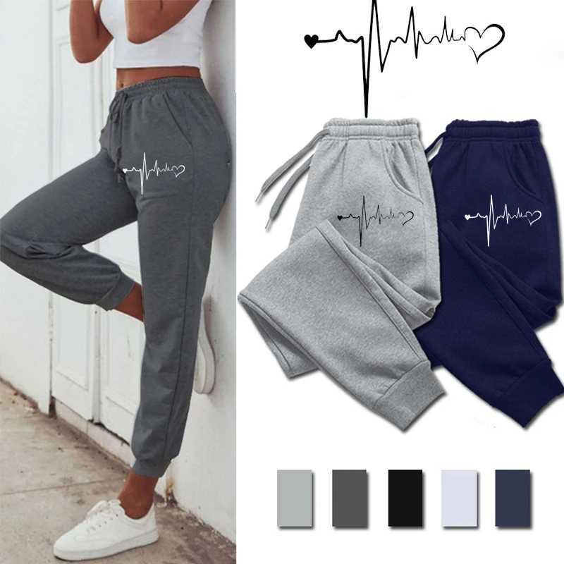 Women Sweatpants Drawstrings Running Sport Joggers Trousers Loose Elastic Waist With Pockets Athletic Gym Fitness Joggers