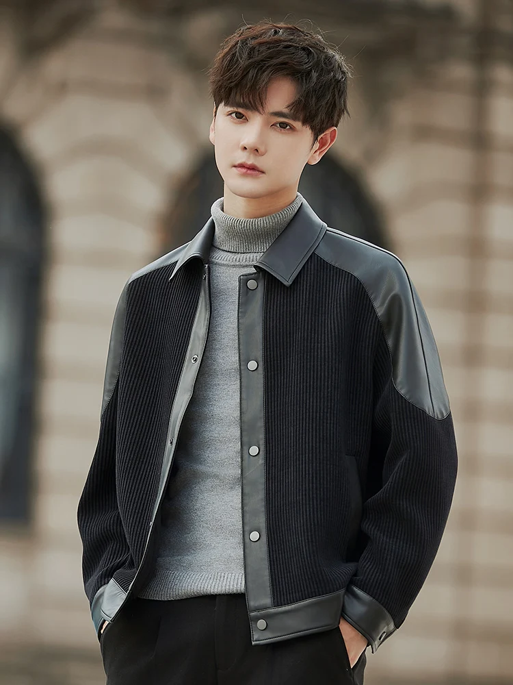 

Новая мужская кожаная куртка-бомбер 2023 года, водонепроницаемая, из полиэфирного волокна, приталенная, для мотоциклистов, осенне-весенняя, от бренда Sle Faion