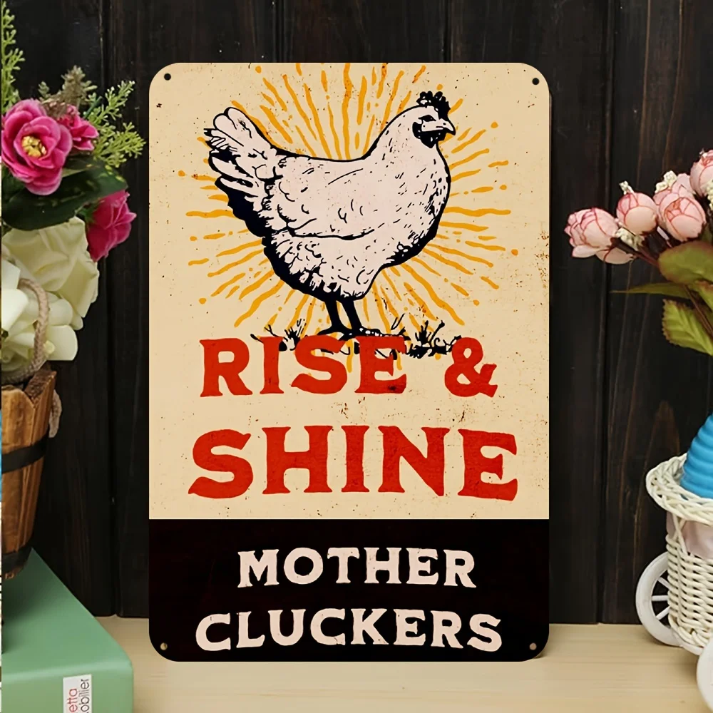 2D Flat Chicken Takeoff & Shine Vintage Metal Aluminum Signage - 8*12 Inch | Durable, Easy-to-Hang Decoration