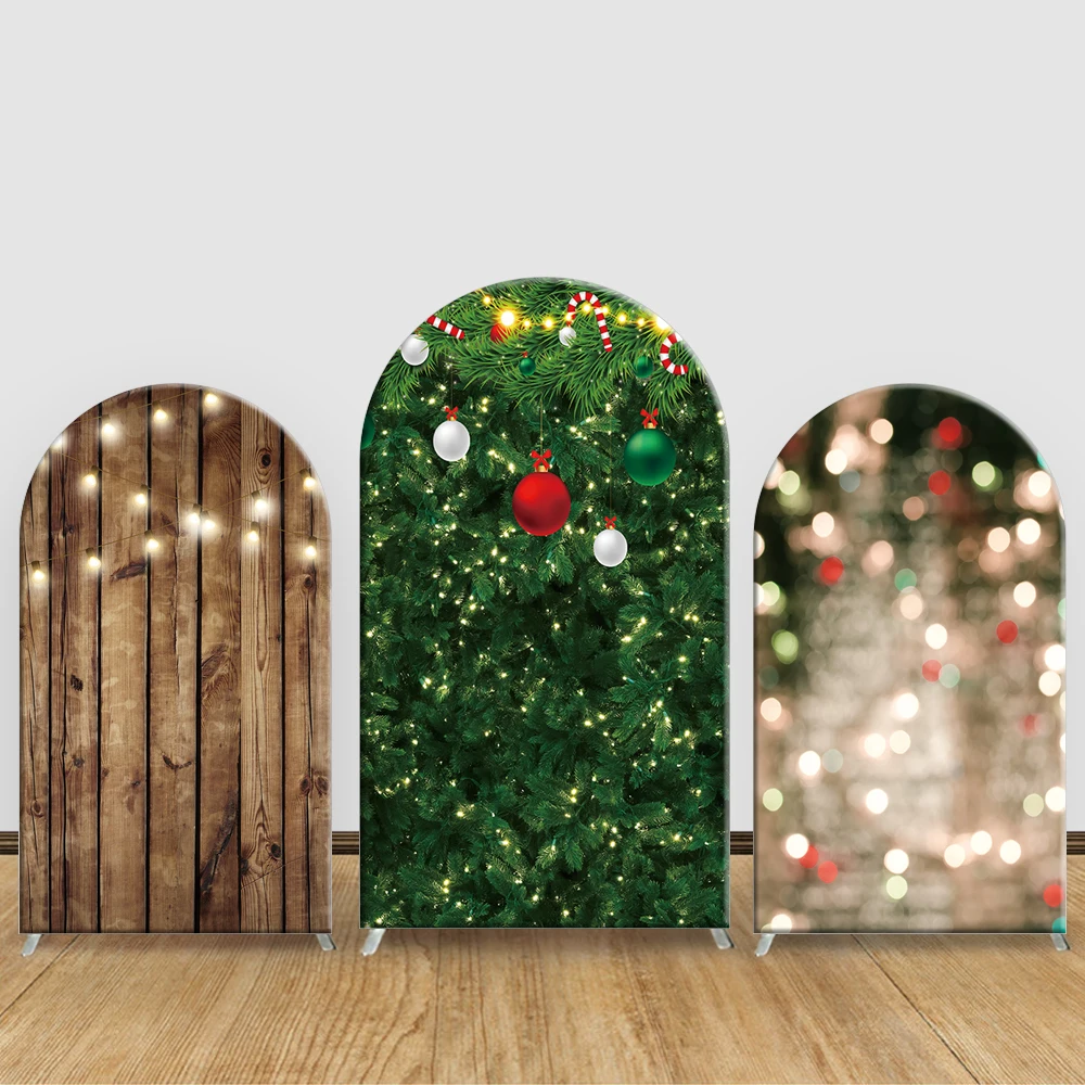 Merry Christmas Arch Backdrop Pine Leaf Wood Winter Themed Holiday Party Background Birthday Studio Photography Decorations