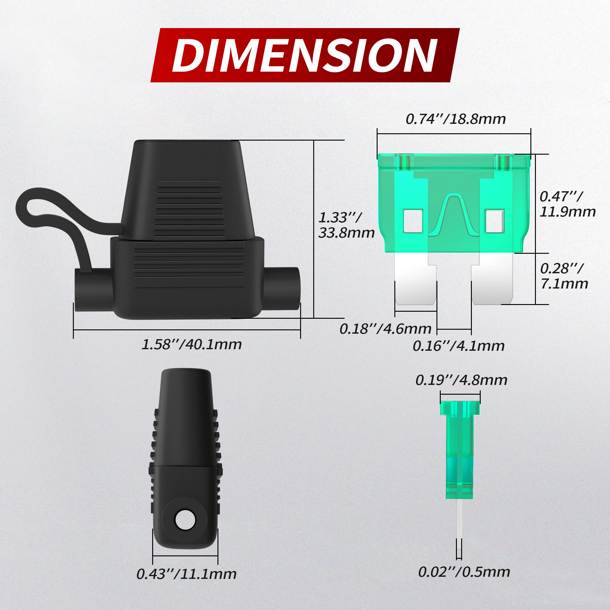 DaierTek 5 pz 18 Gauge portafusibile in linea 12 V ATO/ATC portafusibile in linea 12 Volt impermeabile con 30 Amp 40 Amp per auto Marine