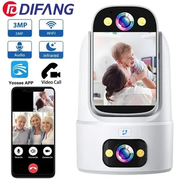 3MP HD Wifi การเฝ้าระวังกล้องสมาร์ท 2-way Voice Video Call การตรวจสอบ AI สี Night Vision Wireless Security IP กล้องวงจรปิด