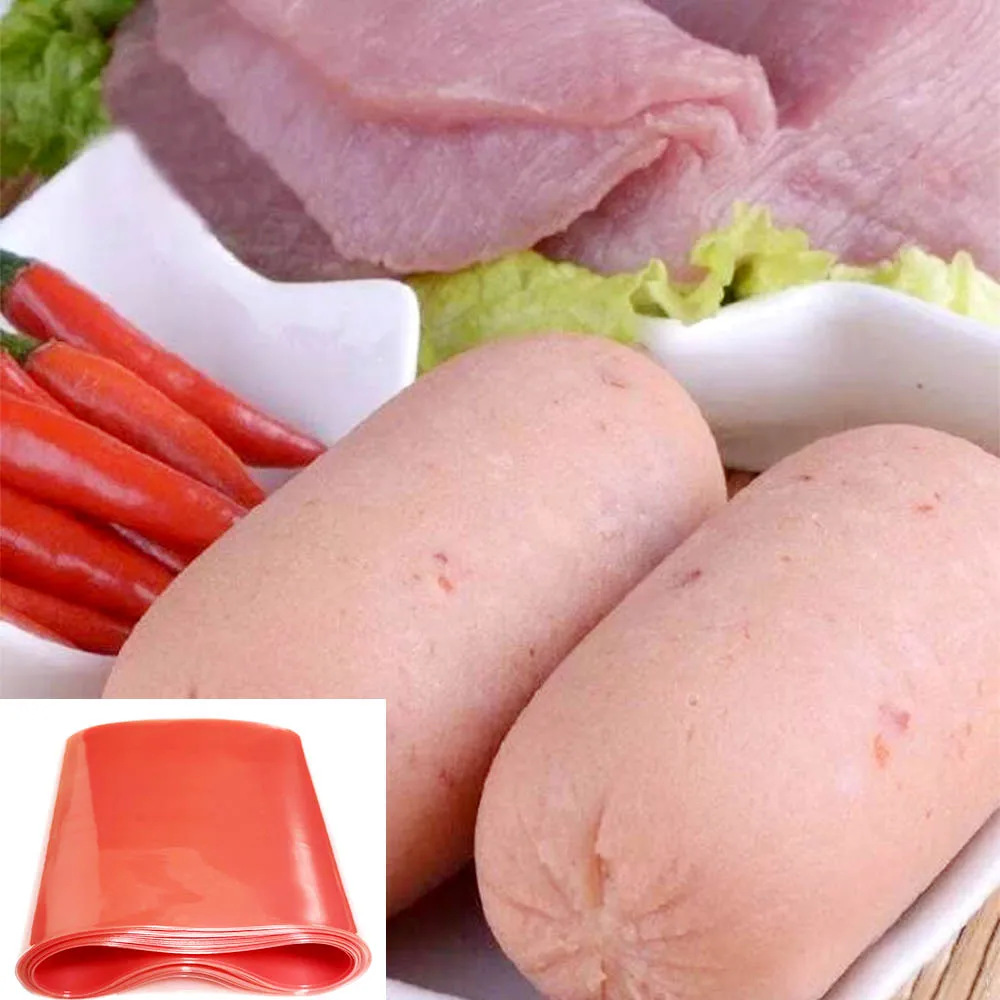 1-10M Width 120mm Red Plastic Sausage Casing Luncheon Meat Sausage Packing Tool Mould BBQ Kitchen Tools For Meat Grinder Machine