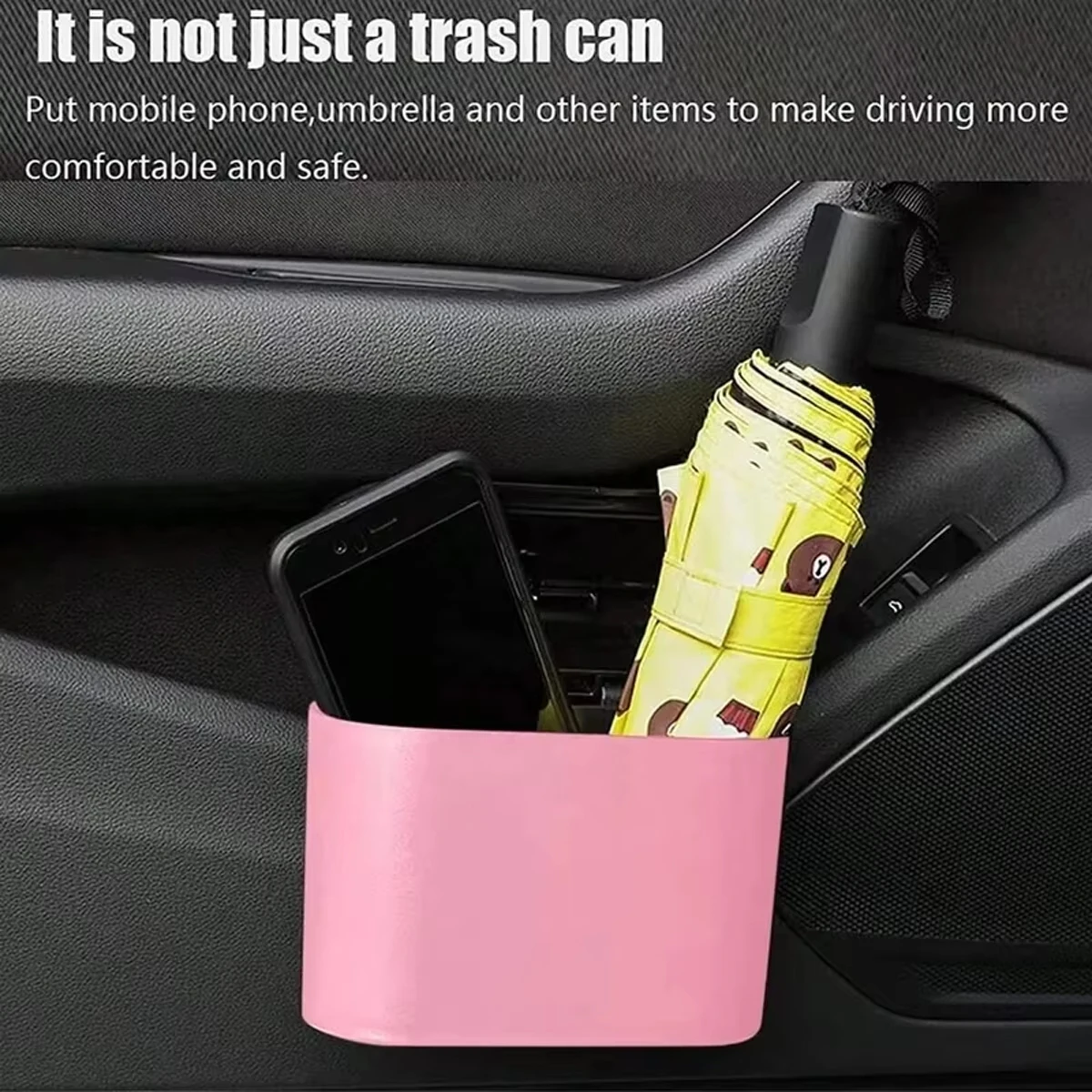 Press Type Car Storage Waste Bin With Replacement Garbage Bags, Portable Vehicle Interior Waste Container For Travel Use