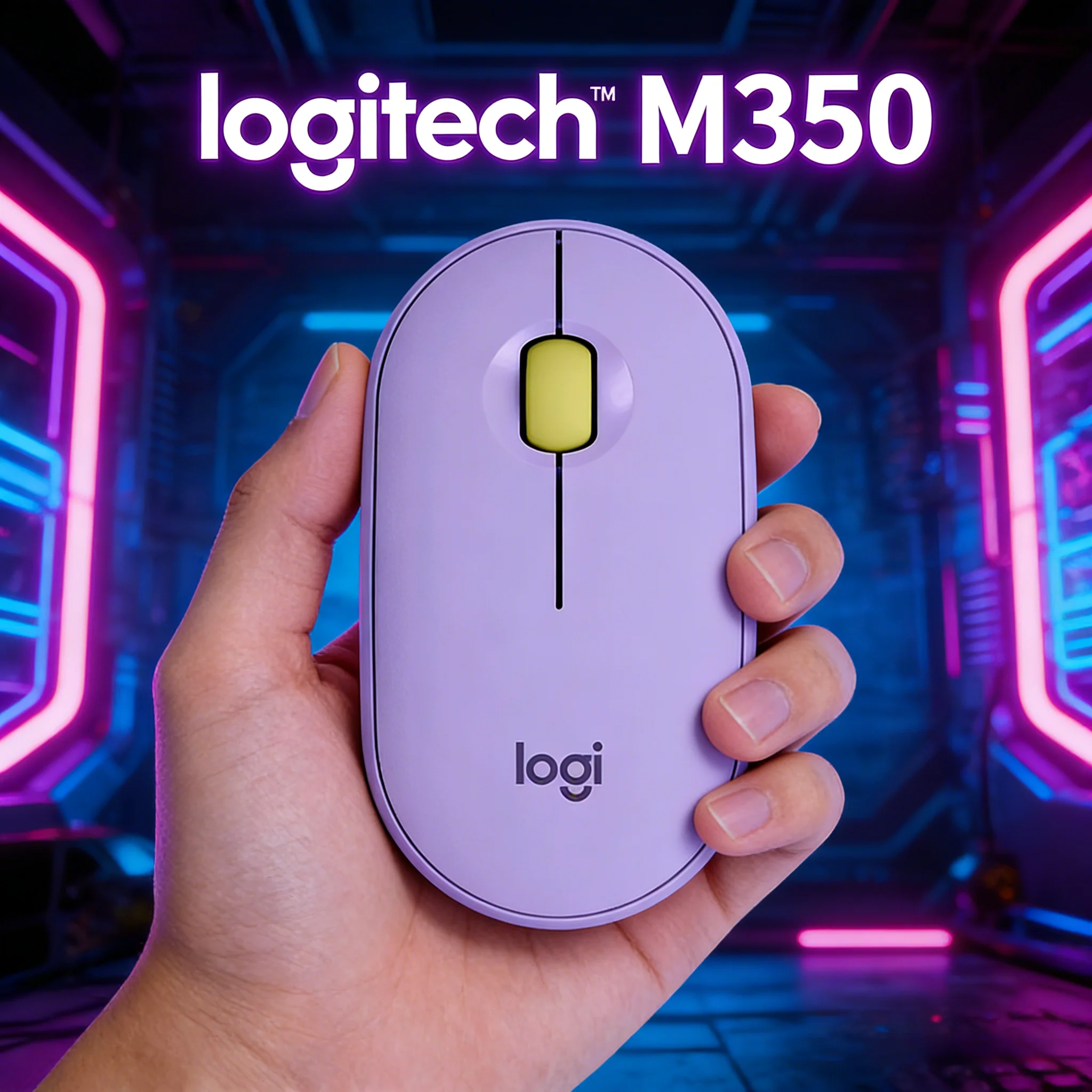Ratón Inalámbrico Logitech M350 Pebble, Bluetooth 2.4G Modo Dual, Clic Silencioso, Ultra Delgado y Portátil para Laptop, PC, Oficina y Viajes