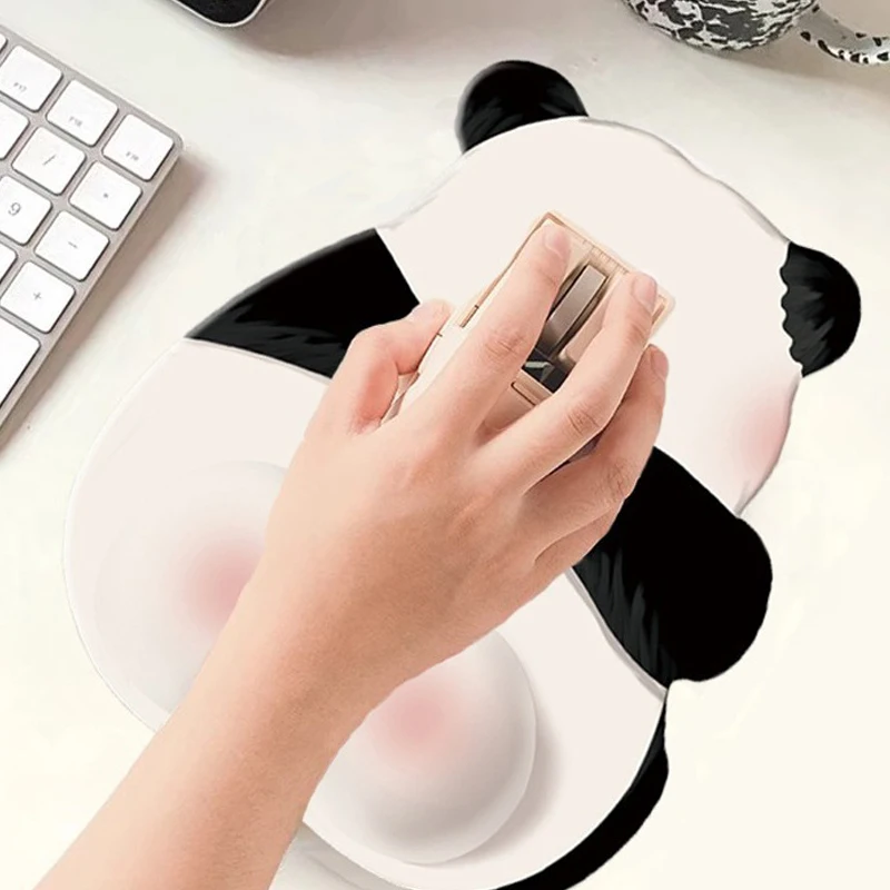 Pink Panda Mouse Pad Silicone Wrist Cute Non Slip Computer Office Mouse Mat Desk Decor Supplies