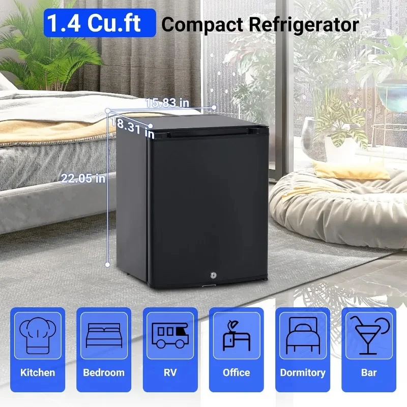Compact Refrigerator, Small Absorption Refrigerators Cooler,Portable Fridges Bedroom, RV,Truck,Office, Dorm Lock Reversible Door