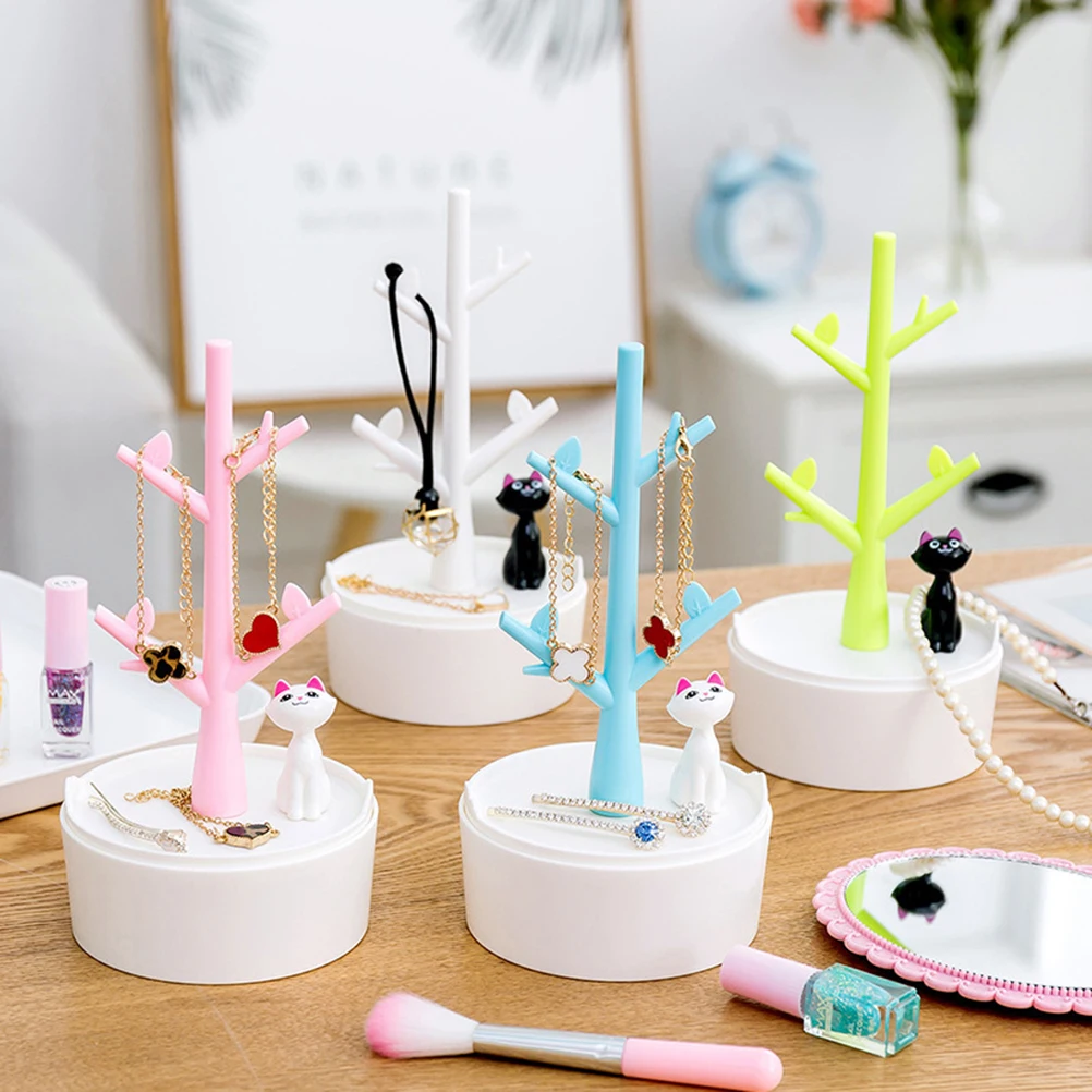 

Jewelry Stand Tree Earring Holder Necklace Rack Display Storage Cat Shape 50cm Simple Design Perfect Bedroom Bathroom Gift