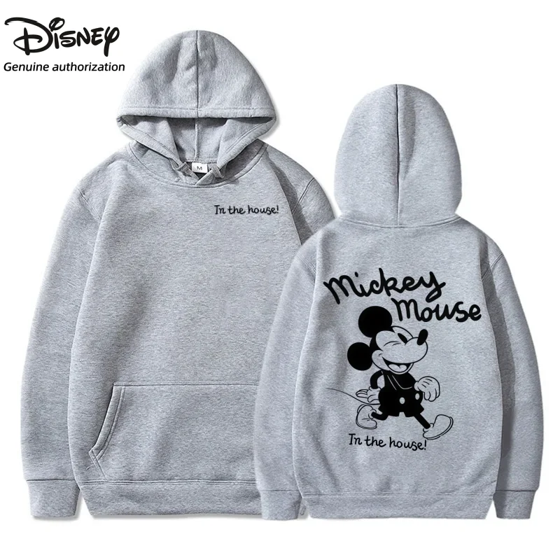 2025 Nuovo Disney - Pile con licenza - Felpa con cappuccio foderata per l'autunno inverno - Stampa Topolino, vestibilità ampia, manica lunga con cappuccio