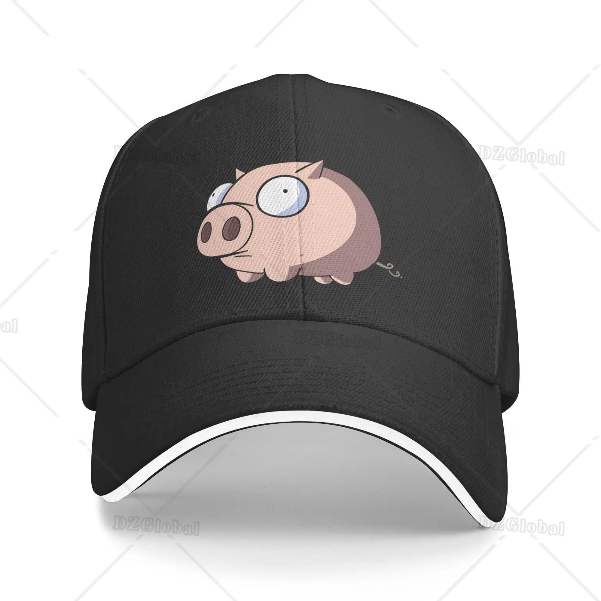 Cute Cartoon Pig Print Baseball Cap Sandwich Sun Hats Vintage Unisex Adjustable Washable Trucker Caps Snapback Hat