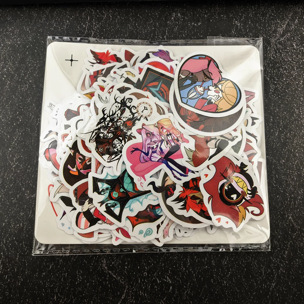 100Pcs Hazbin Hotel Stickers Cartoon Demon Character Decals for Laptop Water Bottle Luggage Skateboard Aesthetic Anime Sticke