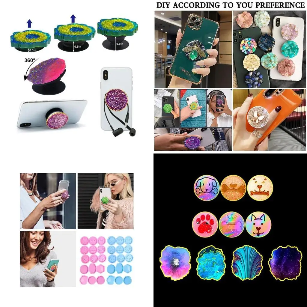 

J78F Phone Grip Mold Epoxy Resin On Top 15 Cavity Silicone Irregular Round Molds