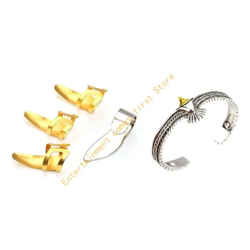 Guitar Thumb Finger Picks Adjustable Metal Fingertips Protector Plectrums Bracelet Kits for Acoustic Guitar Bass Ukulele 55KD