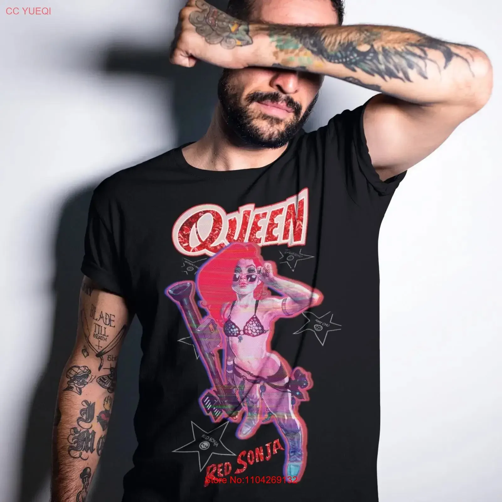 Red Sonja Ben Caldwell Comic Synthwave Queen Glitch Starlet Men's T Shirt vintage Washed Comfortable Stylish Unisex streetwear