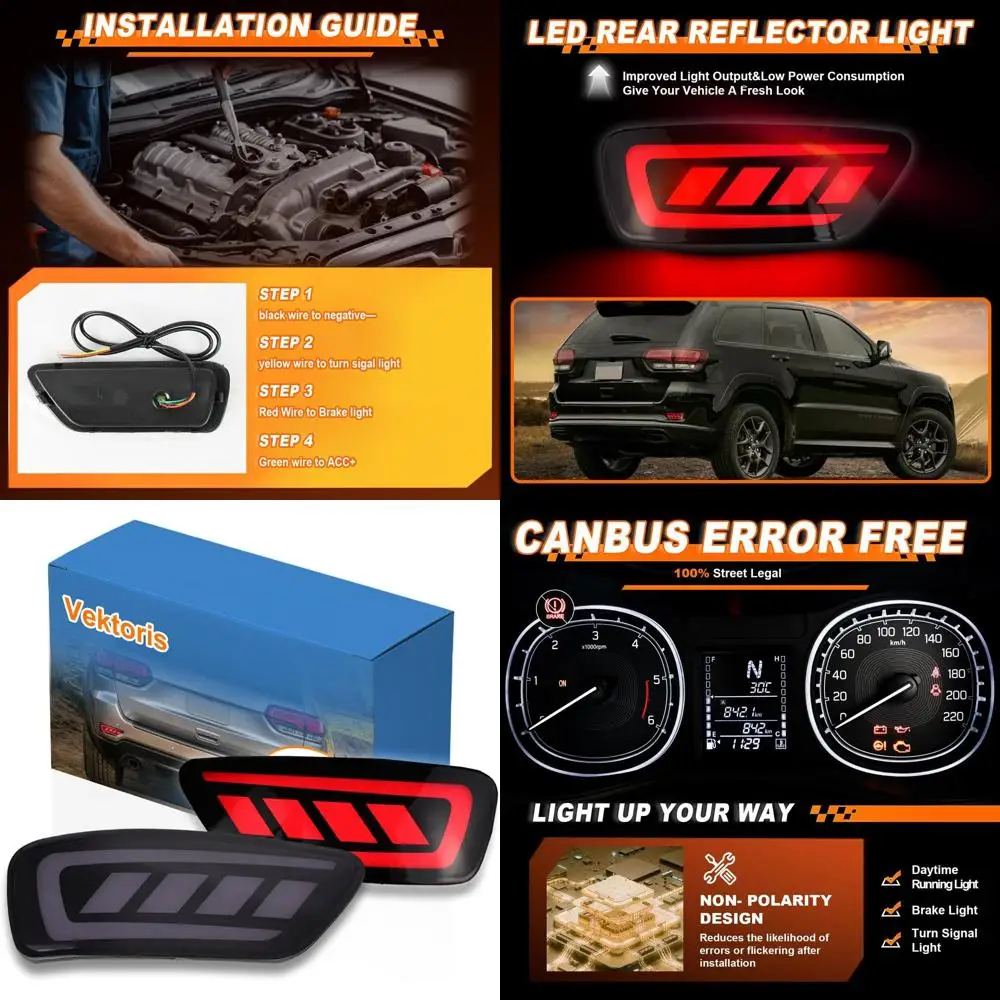 

Светодиодный фонарь заднего бампера с дымчатыми линзами для Jeep Grand Cherokee 2012-2021 гг., Compass 11-17, Dodge Journey 11-17 - DRL, указатель поворота, Brak