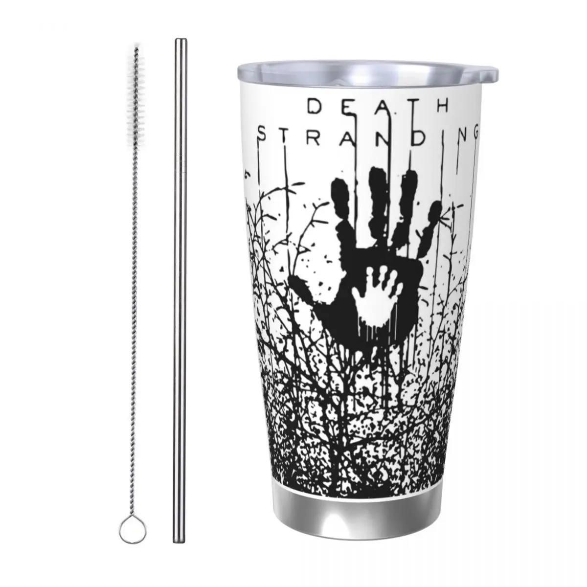 

Игра In The Forest Death Stranding для фанатов Стакан из нержавеющей стали с вакуумной изоляцией, термохолодные чашки, соломинки с крышкой, 20 унций