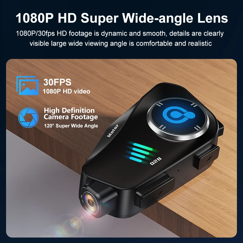 Q28 Motorcycle Bluetooth Headset 1080p High-Definition Ultra-Wide-Angle Lens Horizontal/Vertical Shooting Body 360° Free Adjustm