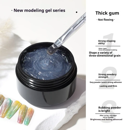 Imagen 2 del producto Esmalte de uñas de Gel con revestimiento ondulado, Gel de moldeo cromado sólido semipermanente para pintura DIY, dibujo, manicura, uñas de espejo, 15/5ml