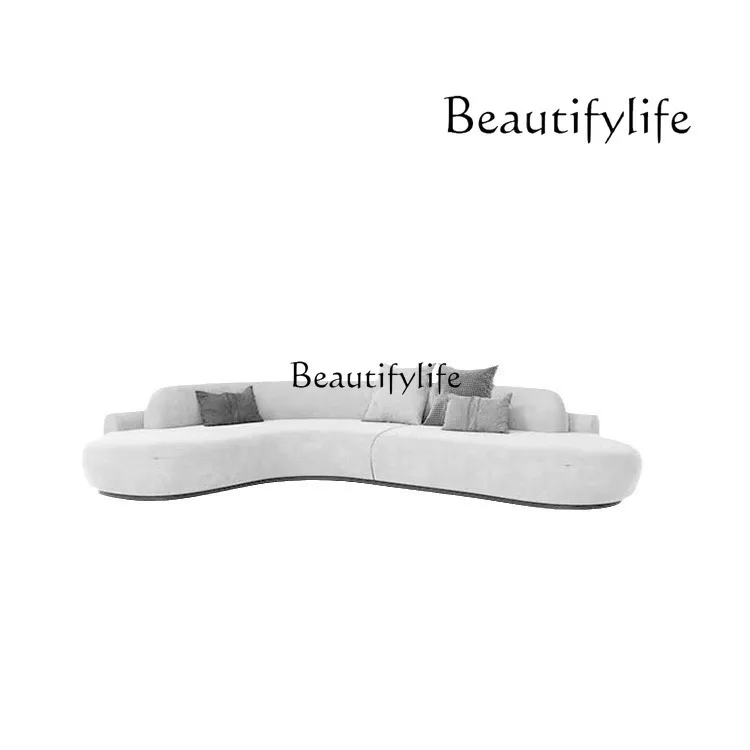 

Technology fabric sofa modern simple living room small apartment special-shaped l-shaped corner arc