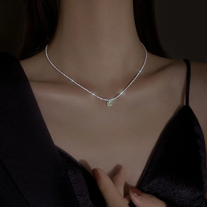 LATS 2022 New Sparkling Clavicle Chain Choker Necklace for Women Wedding Clavicle Flat Chain Necklaces Fashion Jewelry Gift