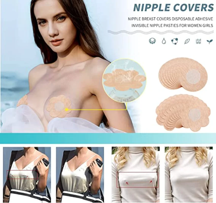 Disposable Nipple Covers Breast Petals Nipple Sticker Bra Pad Pasties Lingerie for Women Nipple Cover Bra Adhesive Pads Patch