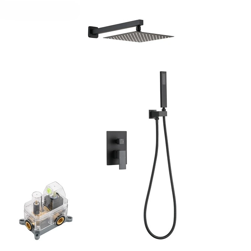 Wall Mounted Shower Set 10/12/16 Inch Rain Shower Head with Brass Mixer Valve