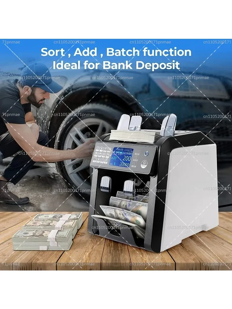 Dual CIS Sensors Banknote Sorter with Fitness Detection Mixed Value Money Counterfeit Detection System for Currency Sorting