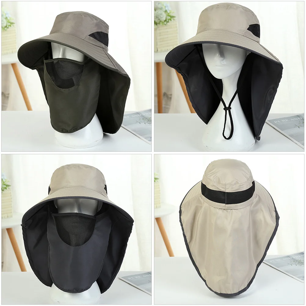 

Bright Wide Brim Sun Protection Hat Summer Sunshade Hats for Men Neck Flap Fishing Cap Outdoor Accessories